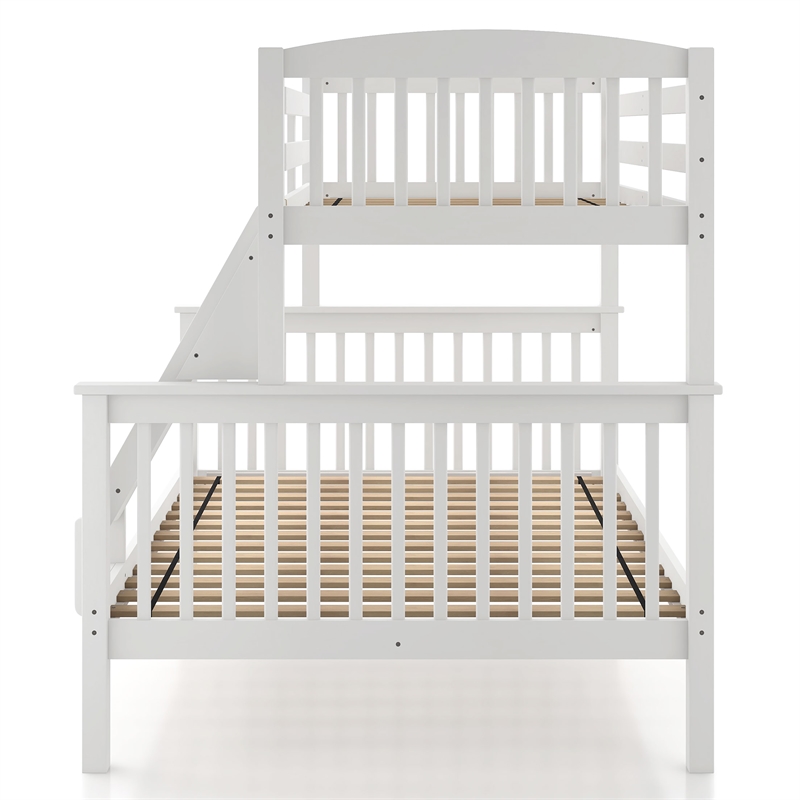 Bowery Hill Wood Twin over Full Bunk Bed with Ladder in White