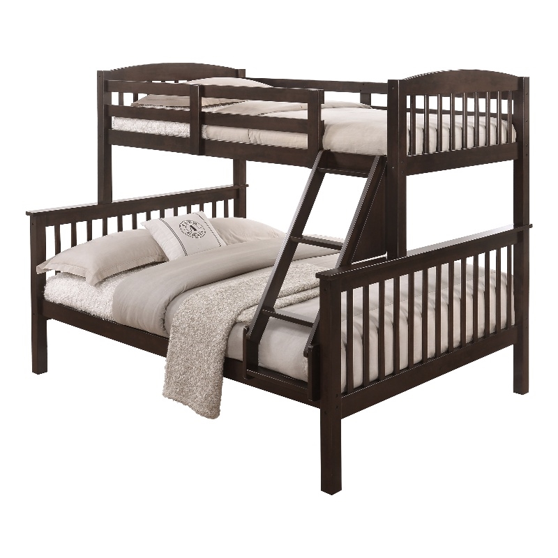Bowery Hill Wood Twin over Full Bunk Bed with Ladder in Brown