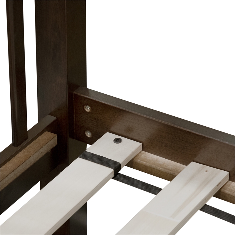 Bowery Hill Wood Twin over Full Bunk Bed with Ladder in Merlot