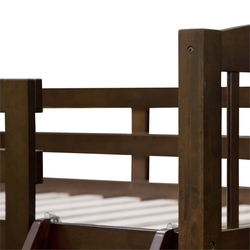 Bowery Hill Wood Twin over Full Bunk Bed with Ladder in Merlot