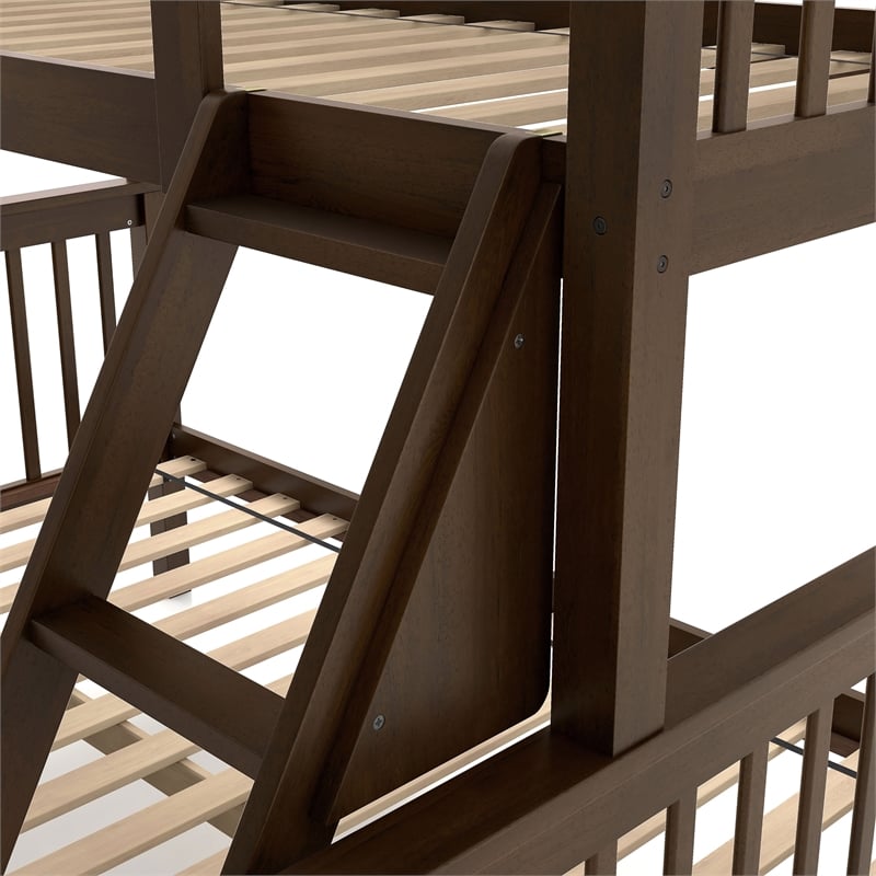 Bowery Hill Wood Twin over Full Bunk Bed with Ladder in Merlot