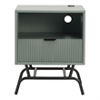 Bowery Hill Wood Storage End Table with USB Port in Sage Green