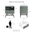 Bowery Hill Wood Storage End Table with USB Port in Sage Green