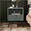 Bowery Hill Wood Storage End Table with USB Port in Sage Green