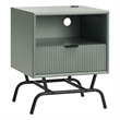 Bowery Hill Wood Storage End Table with USB Port in Sage Green