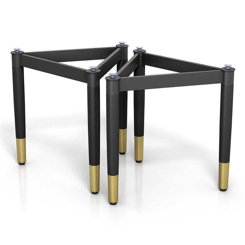 Bowery Hill Solid Wood Coffee Table Base Legs in Black (Set of 2)