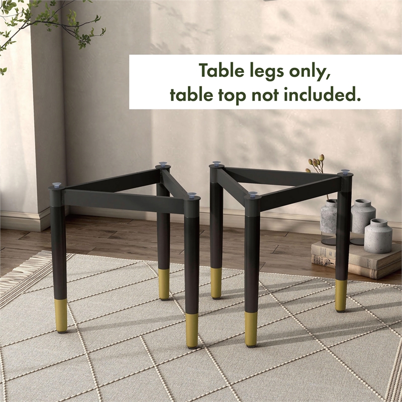 Bowery Hill Solid Wood Coffee Table Base Legs in Black (Set of 2)