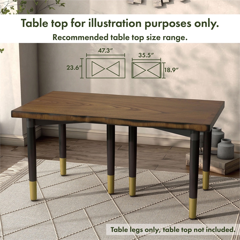 Bowery Hill Solid Wood Coffee Table Base Legs in Black (Set of 2)