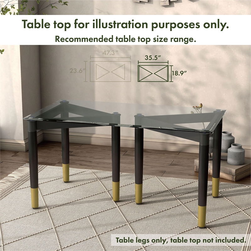 Bowery Hill Solid Wood Coffee Table Base Legs in Black (Set of 2)