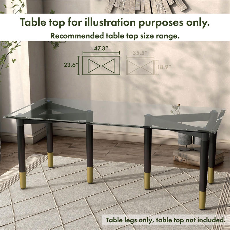 Bowery Hill Solid Wood Coffee Table Base Legs in Black (Set of 2)