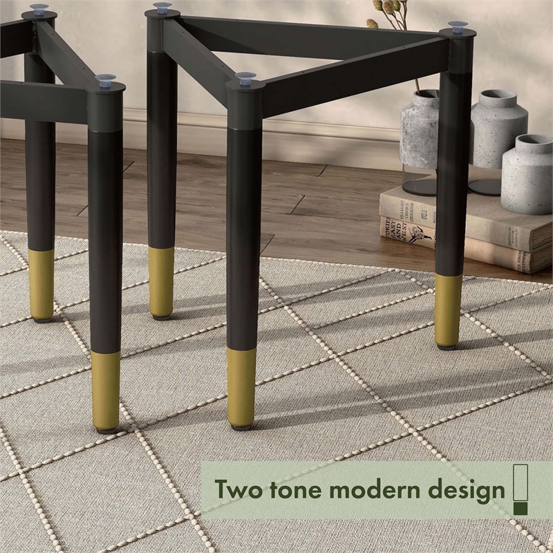 Bowery Hill Solid Wood Coffee Table Base Legs in Black (Set of 2)