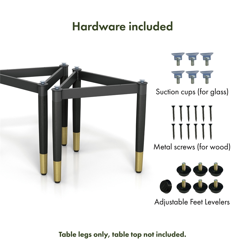 Bowery Hill Solid Wood Coffee Table Base Legs in Black (Set of 2)