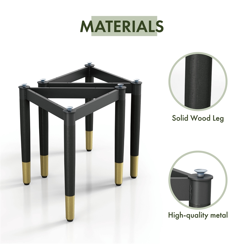 Bowery Hill Solid Wood Coffee Table Base Legs in Black (Set of 2)