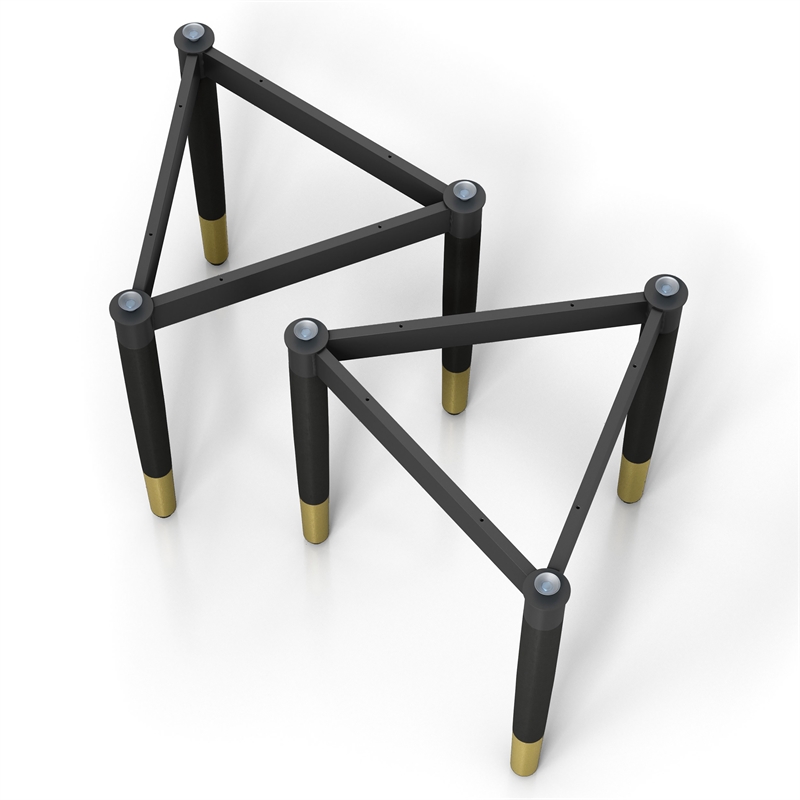 Bowery Hill Solid Wood Coffee Table Base Legs in Black (Set of 2)