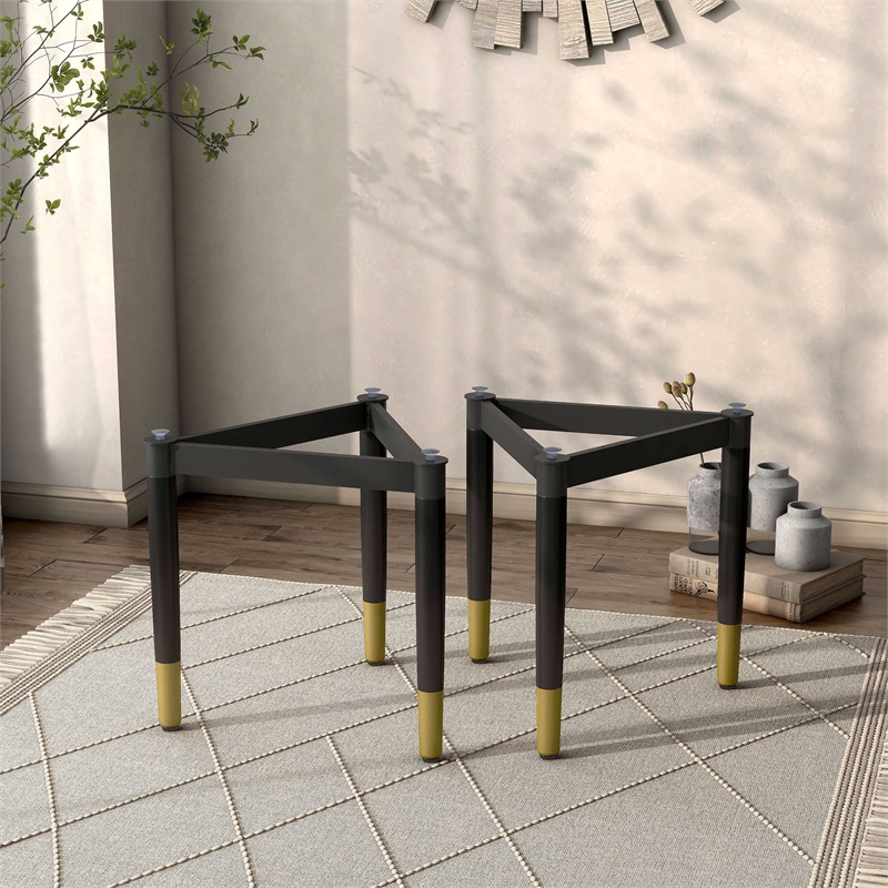 Bowery Hill Solid Wood Coffee Table Base Legs in Black (Set of 2)