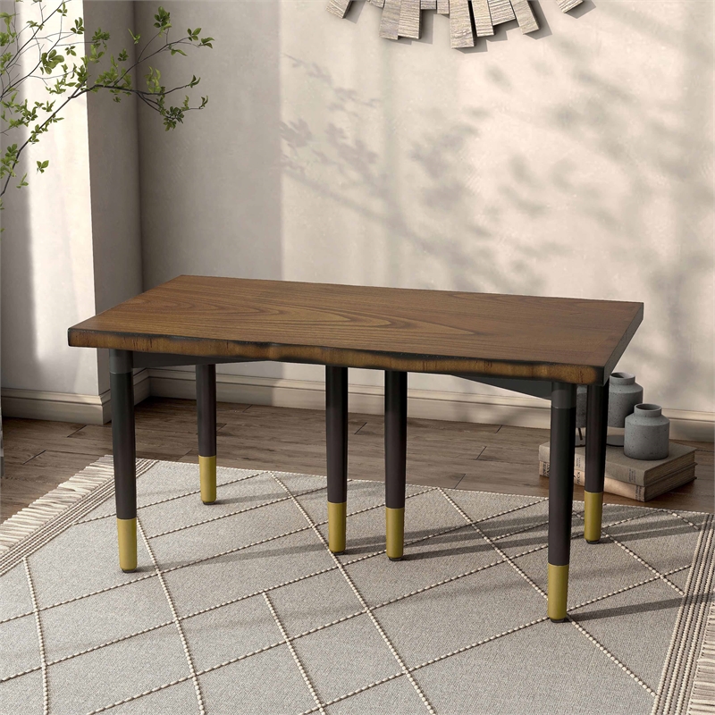 Bowery Hill Solid Wood Coffee Table Base Legs in Black (Set of 2)