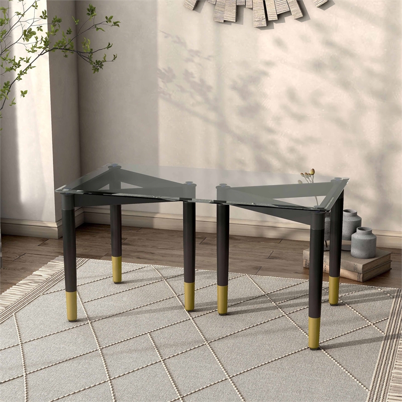 Bowery Hill Solid Wood Coffee Table Base Legs in Black (Set of 2)