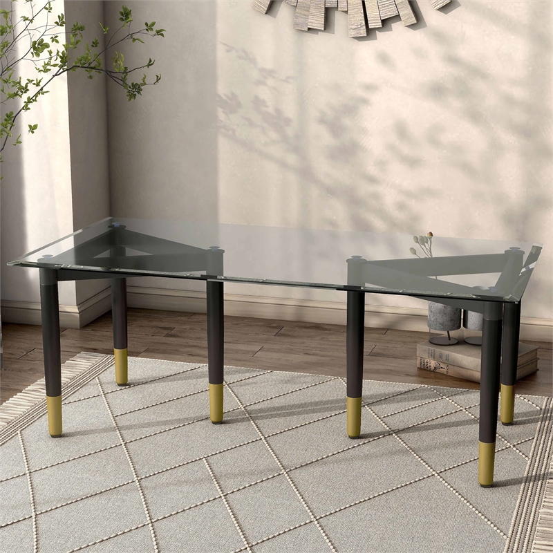 Bowery Hill Solid Wood Coffee Table Base Legs in Black (Set of 2)