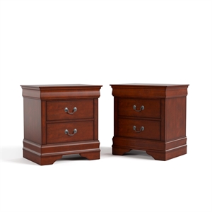 Bowery Hill Transitional Wood 2-Drawer Nightstand in Cherry (Set of 2)
