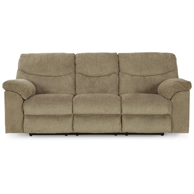 Bowery Hill Contemporary Fabric Reclining Sofa in Light Brown