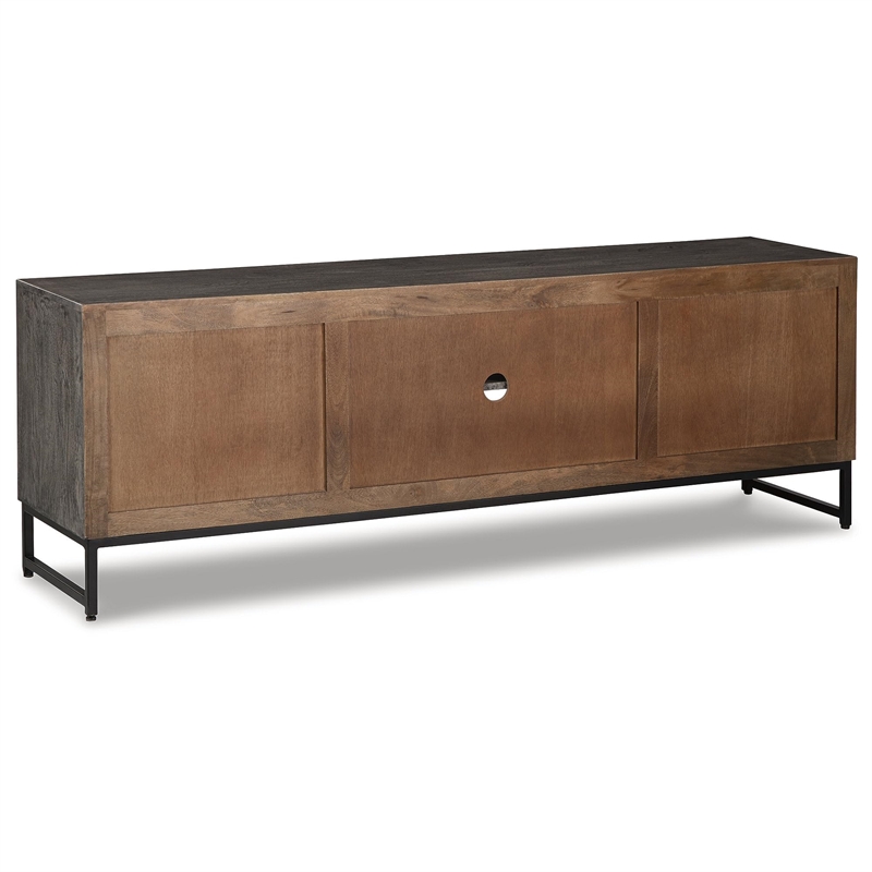 Bowery Hill Modern Wood Accent Cabinet in Distressed Gray & Black