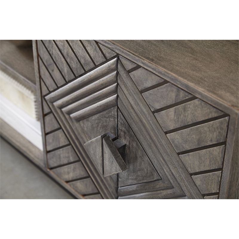 Bowery Hill Modern Wood Accent Cabinet in Distressed Gray & Black