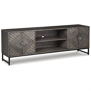 Bowery Hill Modern Wood Accent Cabinet in Distressed Gray & Black