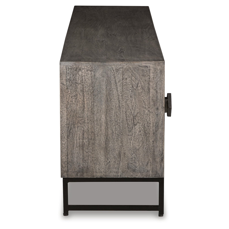 Bowery Hill Modern Wood Accent Cabinet in Distressed Gray & Black