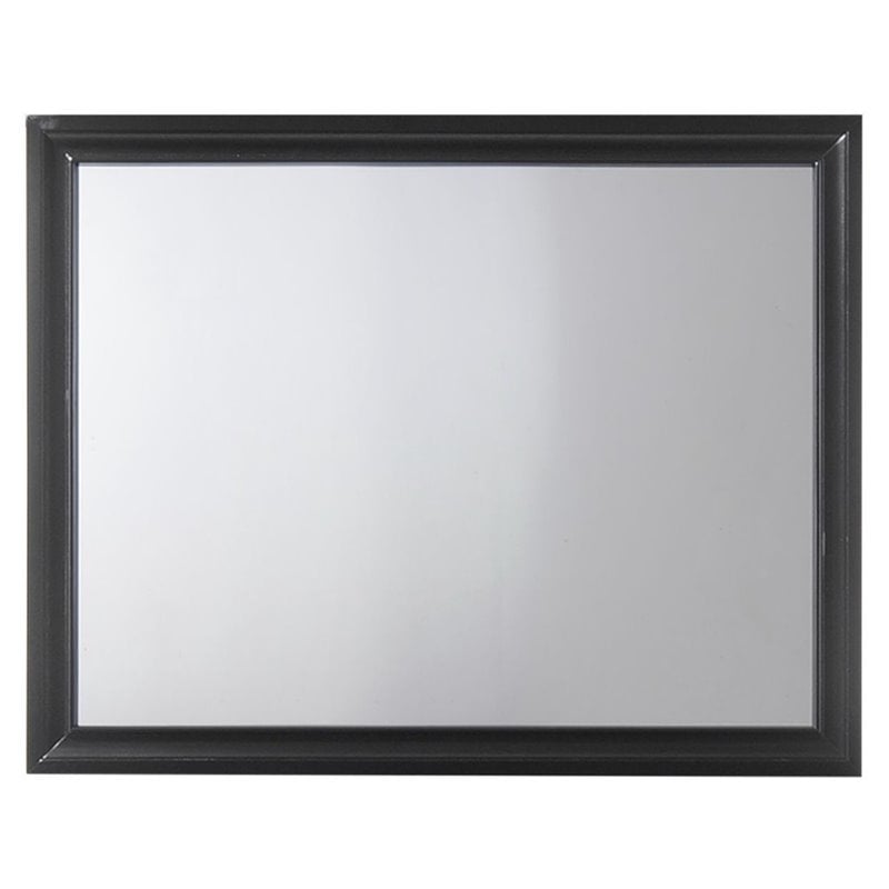 Bowery Hill Contemporary Composite Wood Mirror in Black Finish