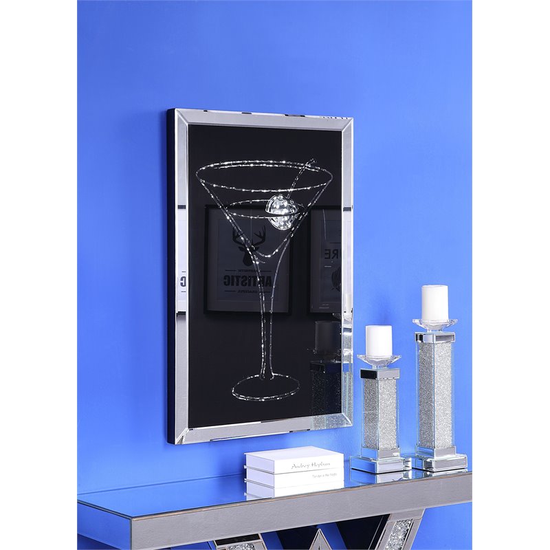 Bowery Hill Contemporary Rectangular Beveled Edge Wall Art in Mirrored