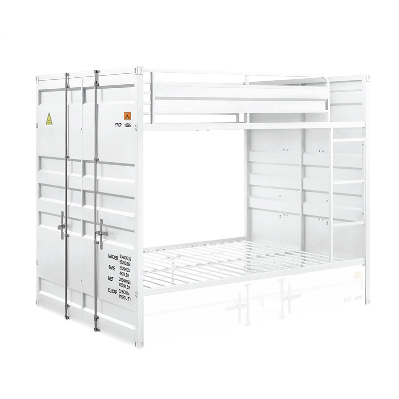Bowery Hill Contemporary Metal Frame Full over Full Bunk Bed in White