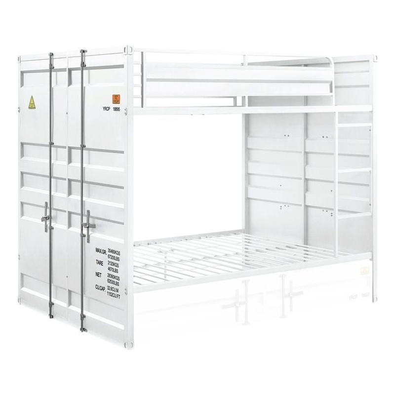 Bowery Hill Contemporary Metal Frame Full over Full Bunk Bed in White