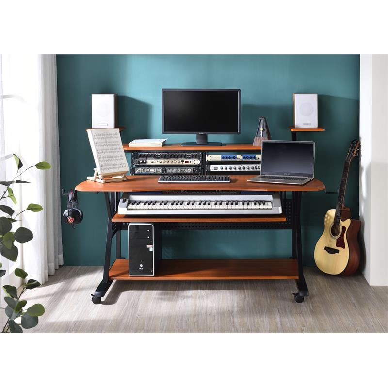 Bowery Hill Contemporary Music Desk in Cherry & Black Finish