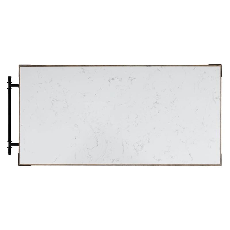 Bowery Hill Kitchen Island in Marble & Weathered Gray Finish