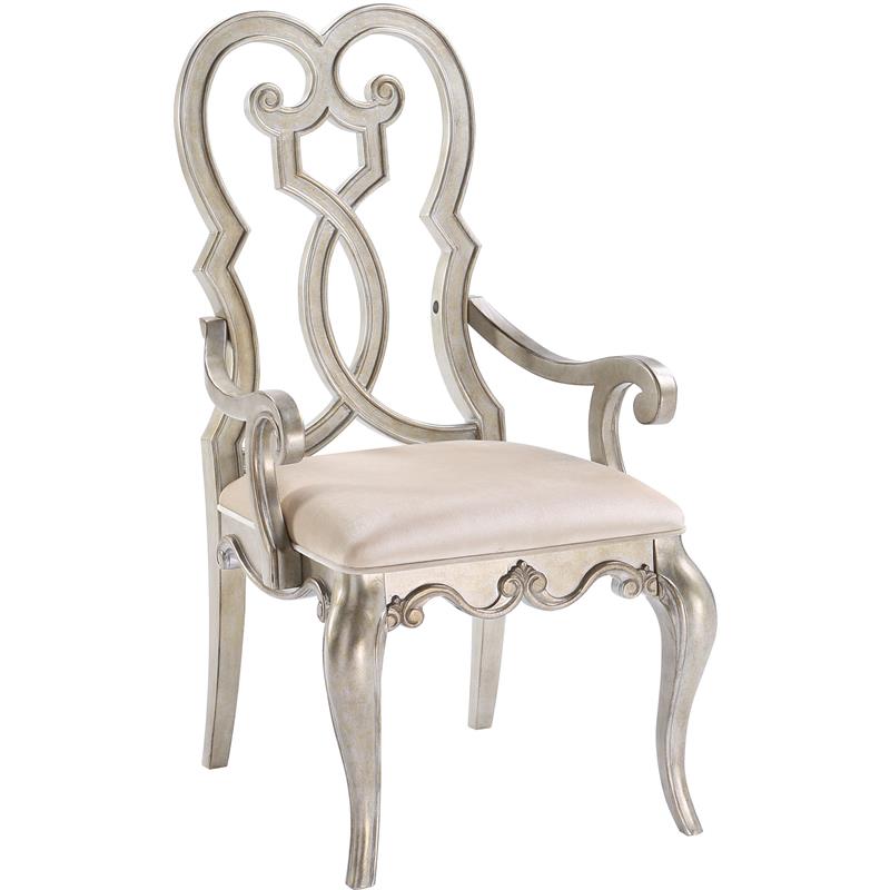 Bowery Hill Contemporary Velvet Upholstered Arm Chair in Ivory