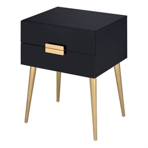 Bowery Hill Contemporary Rectangular Wooden End Table in Black and Gold