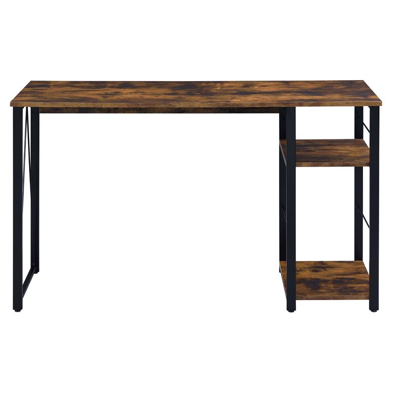 Bowery Hill Wooden Top Writing Desk in Weathered Oak and Black