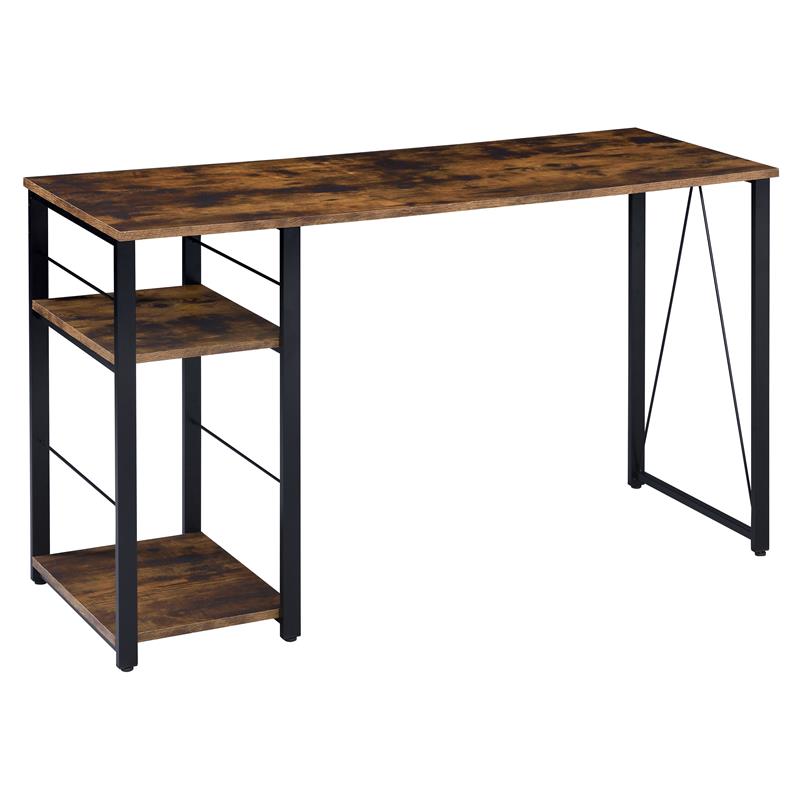 Bowery Hill Wooden Top Writing Desk in Weathered Oak and Black