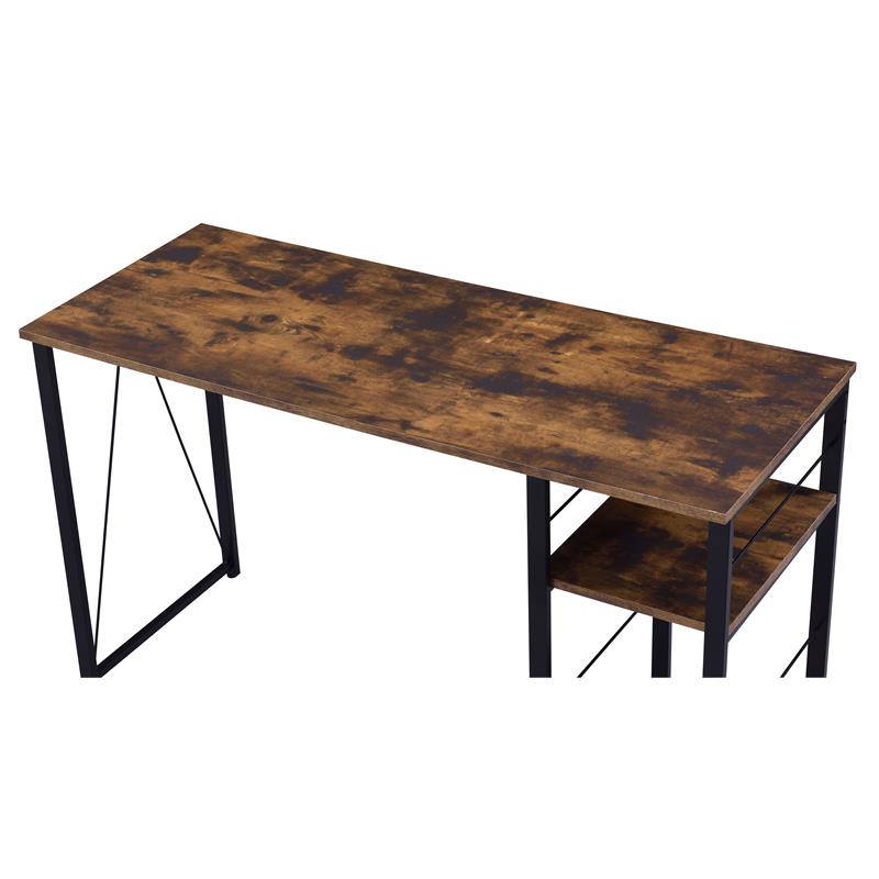 Bowery Hill Wooden Top Writing Desk in Weathered Oak and Black