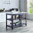 Bowery Hill Wooden Kitchen Island in Marble Top ad Gray Finish