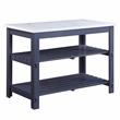 Bowery Hill Wooden Kitchen Island in Marble Top ad Gray Finish