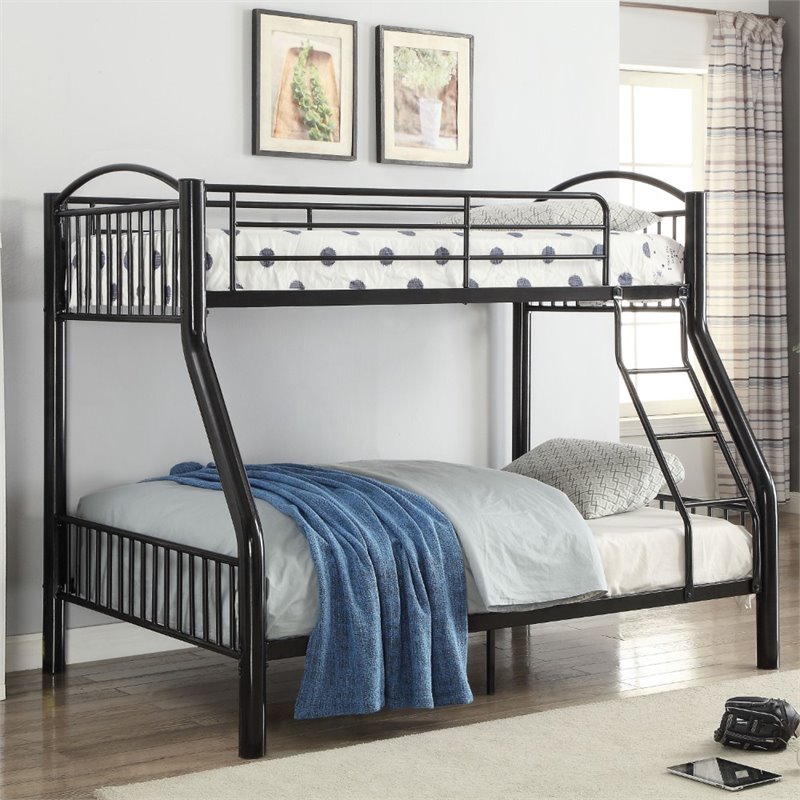 Bowery Hill Contemporary Twin over Full Metal Bunk Bed in Black