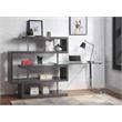Bowery Hill Glass Top Writing Desk in Chrome and Gray High Gloss
