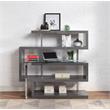 Bowery Hill Glass Top Writing Desk in Chrome and Gray High Gloss