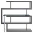 Bowery Hill Glass Top Writing Desk in Chrome and Gray High Gloss