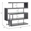 Bowery Hill Glass Top Writing Desk in Chrome and Gray High Gloss