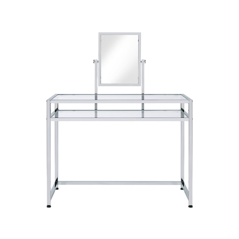 Bowery Hill Contemporary 3 Piece Metal Frame Vanity Set in Chrome