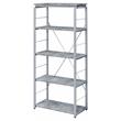 Bowery Hill 5 Wooden Tiers Rectangular Bookshelf in Gray and Silver