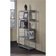 Bowery Hill 5 Wooden Tiers Rectangular Bookshelf in Gray and Silver