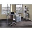 Bowery Hill 5 Wooden Tiers Rectangular Bookshelf in Gray and Silver